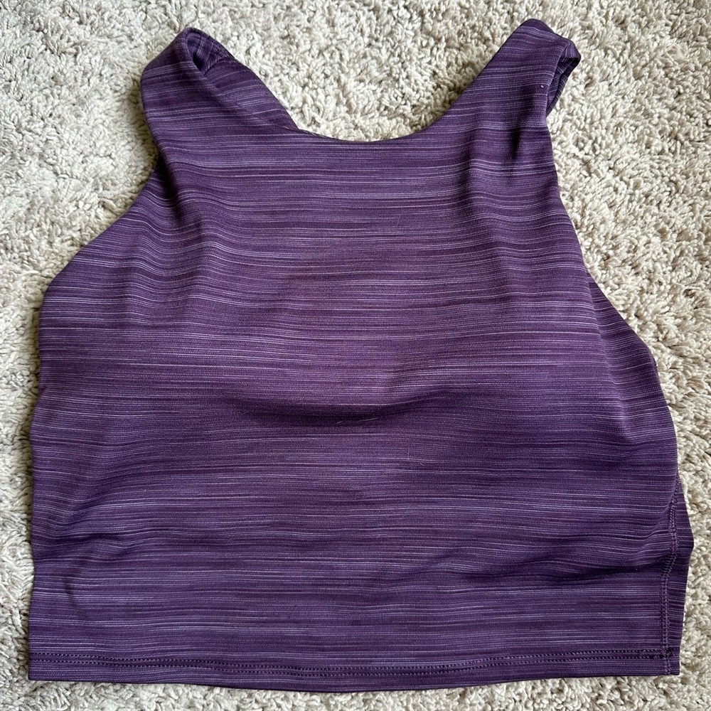 EUC- Athleta Purple Striped Conscious Crop Top size S - Picture 3 of 8